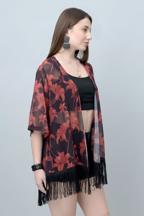 Floral Print Kimono