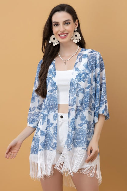 Printed Kimono Style Shrug