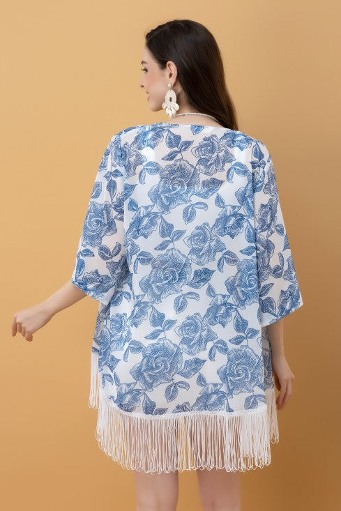 Printed Kimono Style Shrug