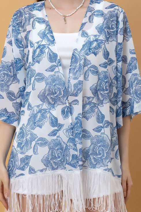 Printed Kimono Style Shrug