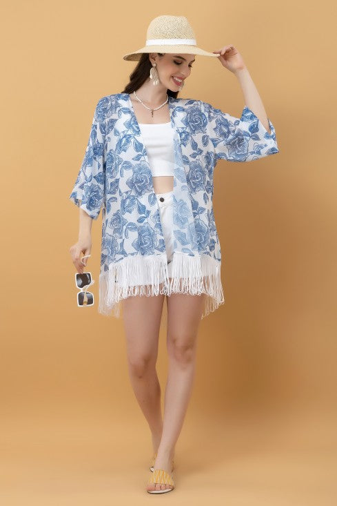 Printed Kimono Style Shrug
