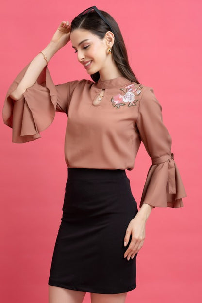 Embroidered bell Sleeves Top