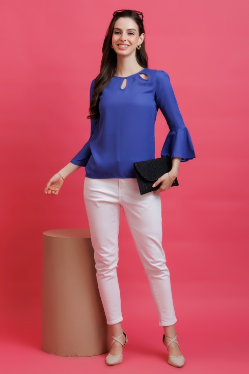 Solid Keyhole Neck Top
