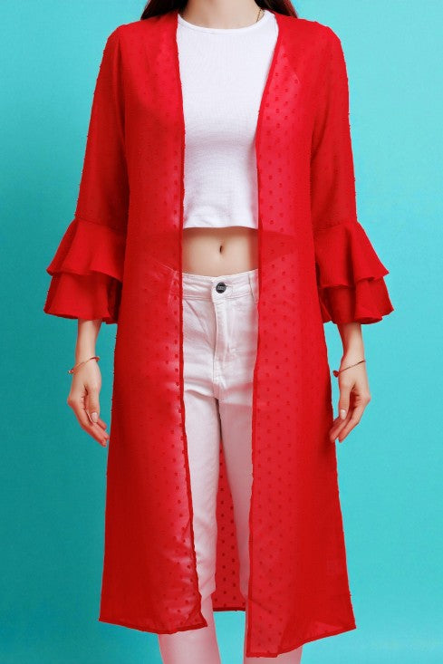 Dobby Bell Sleeves Shrug