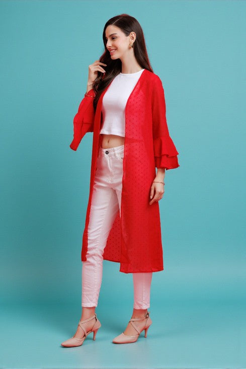 Dobby Bell Sleeves Shrug