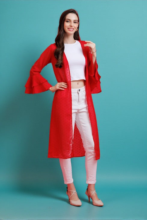 Dobby Bell Sleeves Shrug
