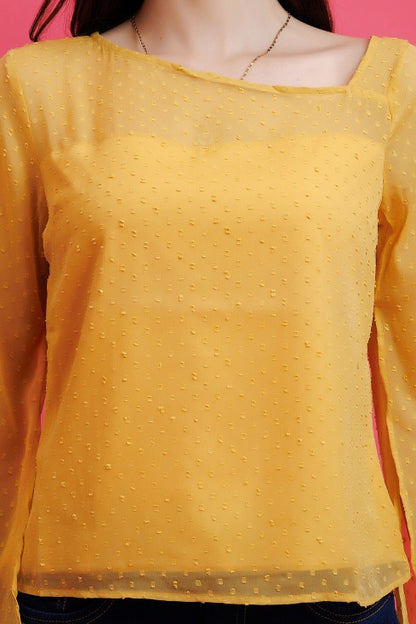 Slit Sleeves Dobby Top