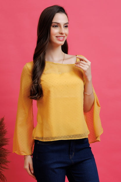 Slit Sleeves Dobby Top