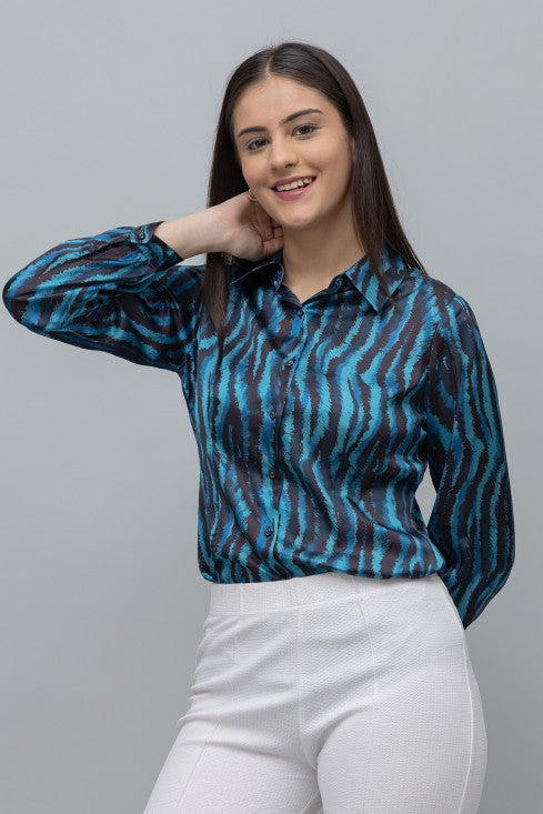 Printed Satin Shirt For Women