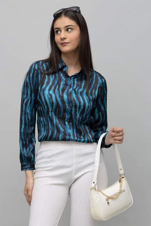 Printed Satin Shirt For Women