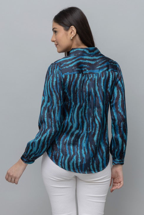 Printed Satin Shirt For Women