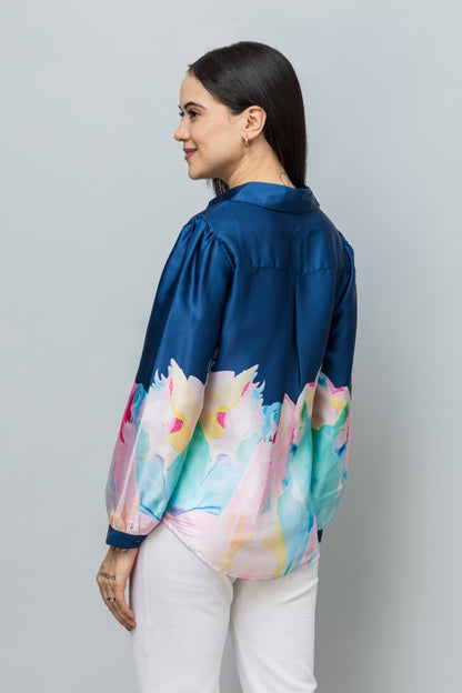 Color blocked Satin Shirt