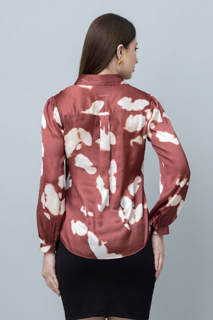 Women's Printed Satin Shirt