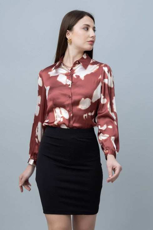 Women's Printed Satin Shirt