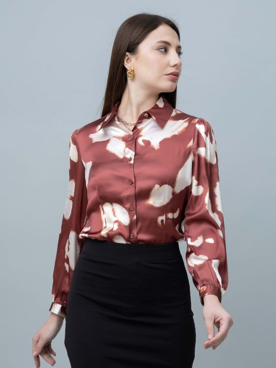 Women's Printed Satin Shirt