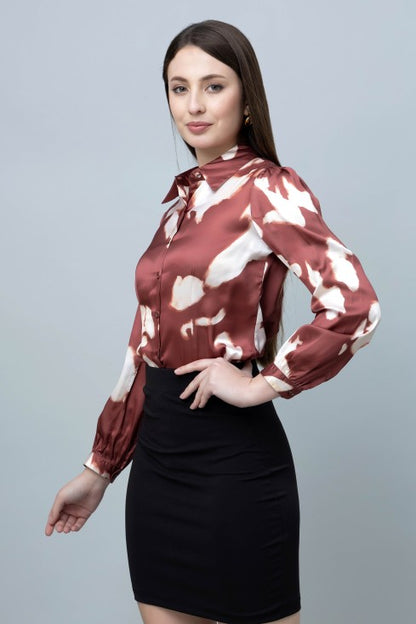 Women's Printed Satin Shirt