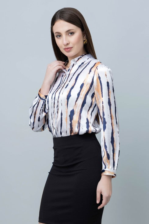 Women's Printed Satin Shirt