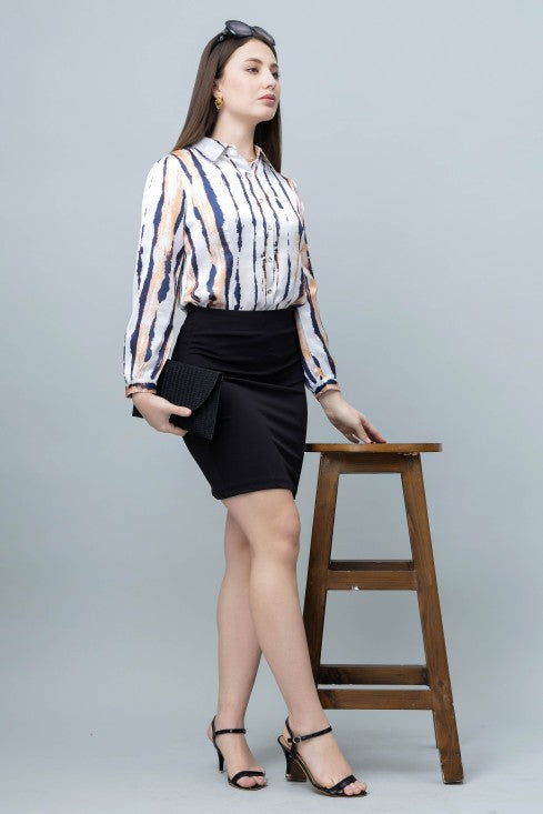 Women's Printed Satin Shirt