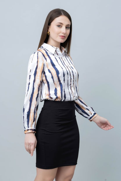 Women's Printed Satin Shirt