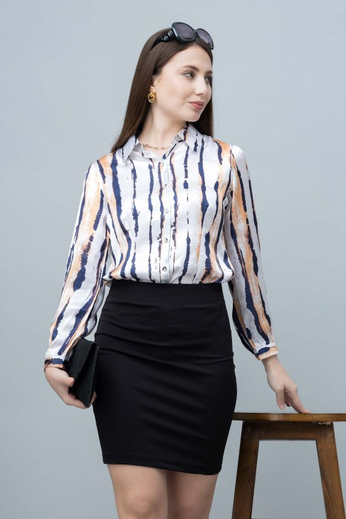 Women's Printed Satin Shirt