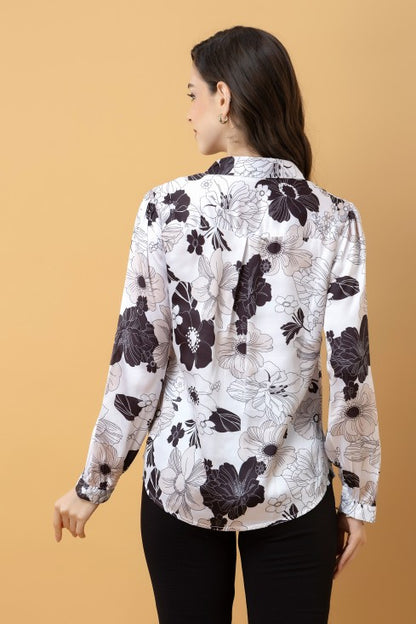 Casual Printed Satin Shirt
