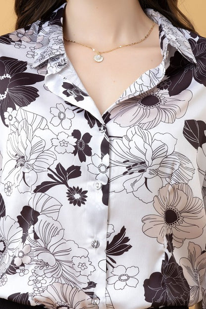 Casual Printed Satin Shirt