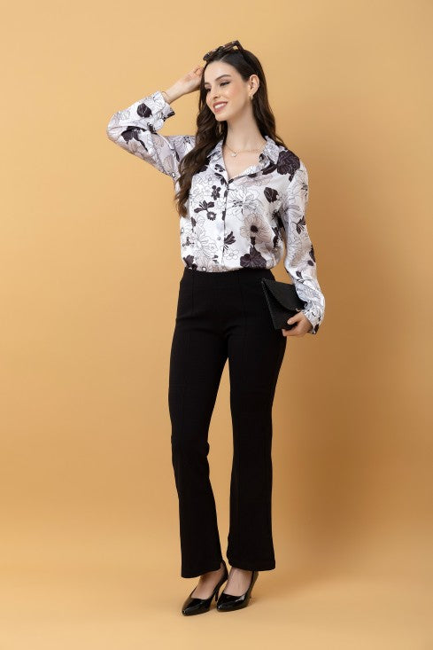 Casual Printed Satin Shirt