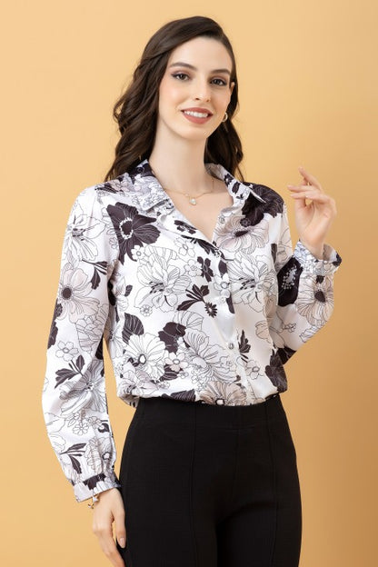 Casual Printed Satin Shirt