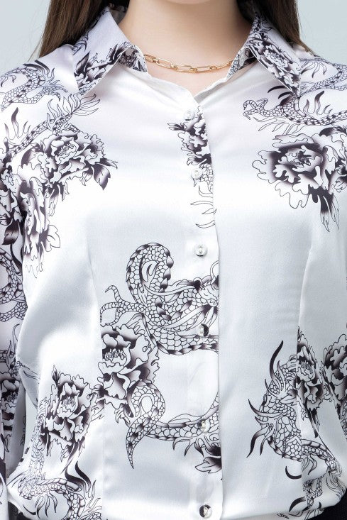 Women's Printed Satin Shirt