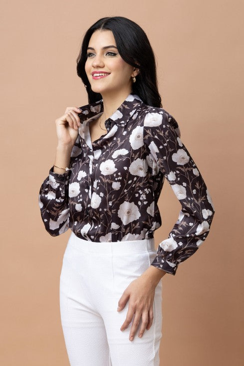 Floral Printed Casual Satin Shirt