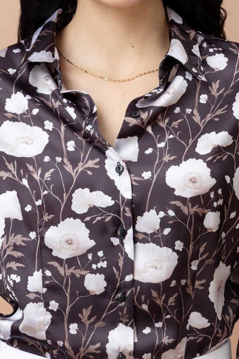 Floral Printed Casual Satin Shirt