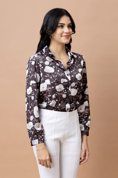 Floral Printed Casual Satin Shirt