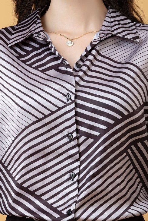 Geometric Print Satin Shirt