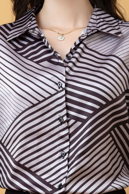 Geometric Print Satin Shirt