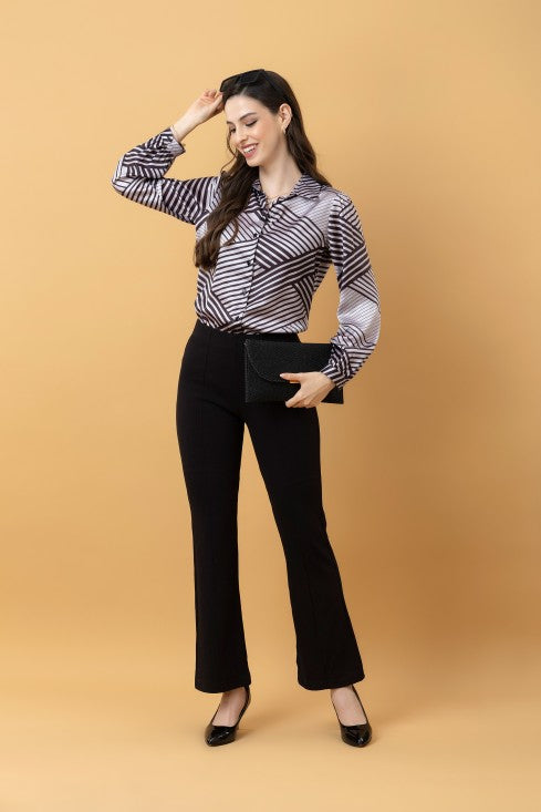 Geometric Print Satin Shirt