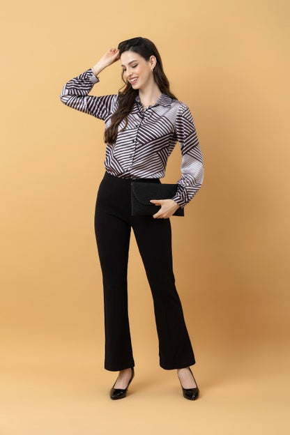 Geometric Print Satin Shirt