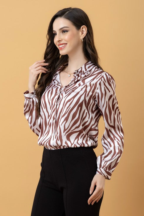 Abstract Printed Satin Shirt