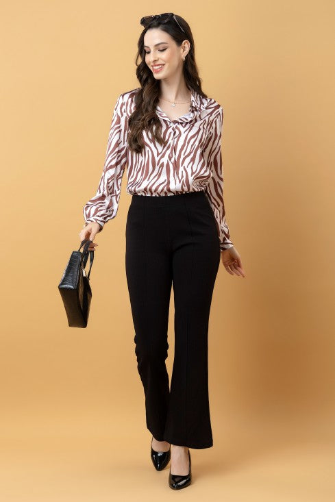 Abstract Printed Satin Shirt