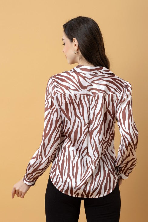 Abstract Printed Satin Shirt
