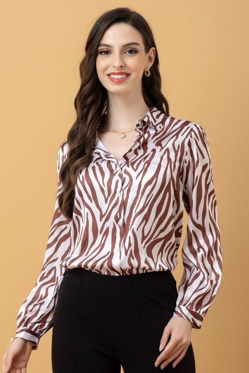 Abstract Printed Satin Shirt