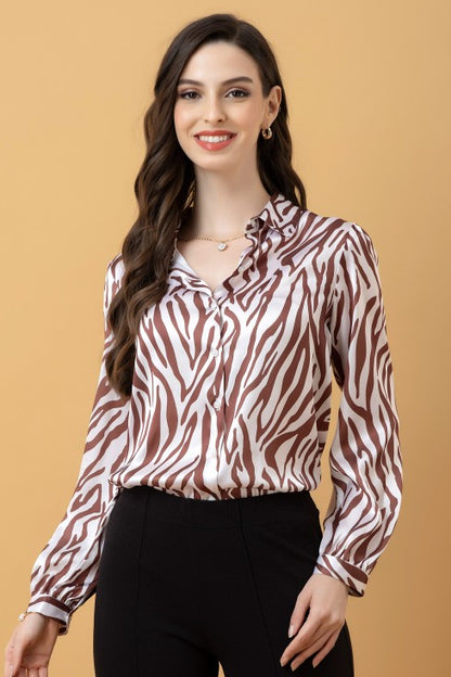 Abstract Printed Satin Shirt