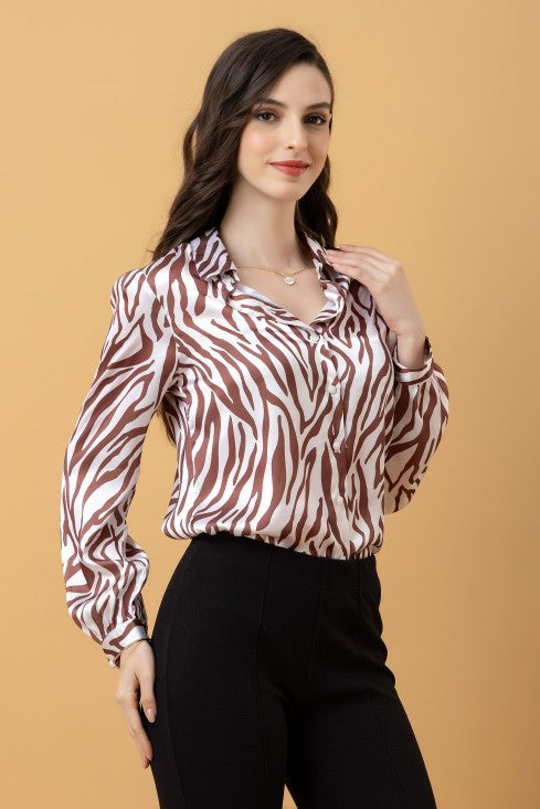 Abstract Printed Satin Shirt