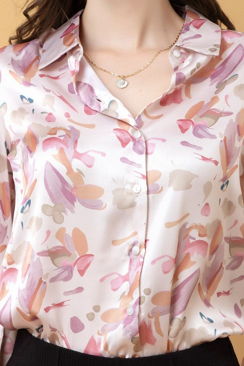 Casual Printed Satin Shirt