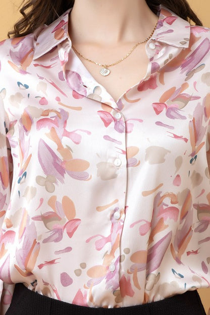 Casual Printed Satin Shirt