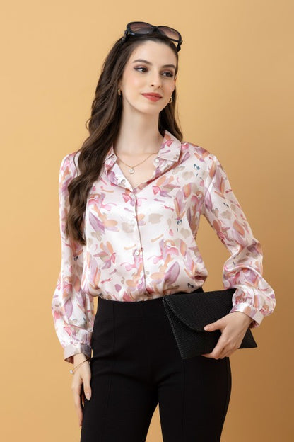 Casual Printed Satin Shirt