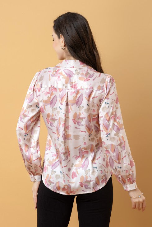 Casual Printed Satin Shirt
