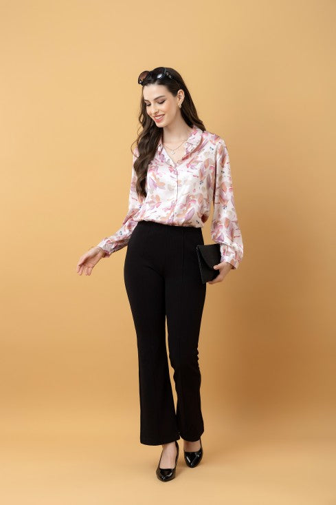 Casual Printed Satin Shirt