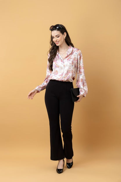 Casual Printed Satin Shirt