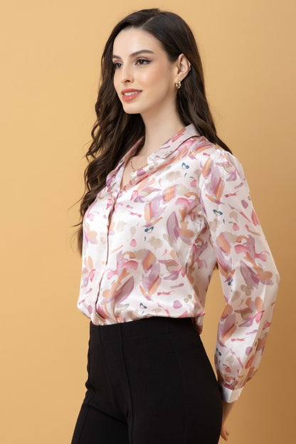 Casual Printed Satin Shirt