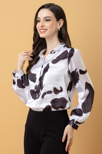 Casual Printed Satin Shirt